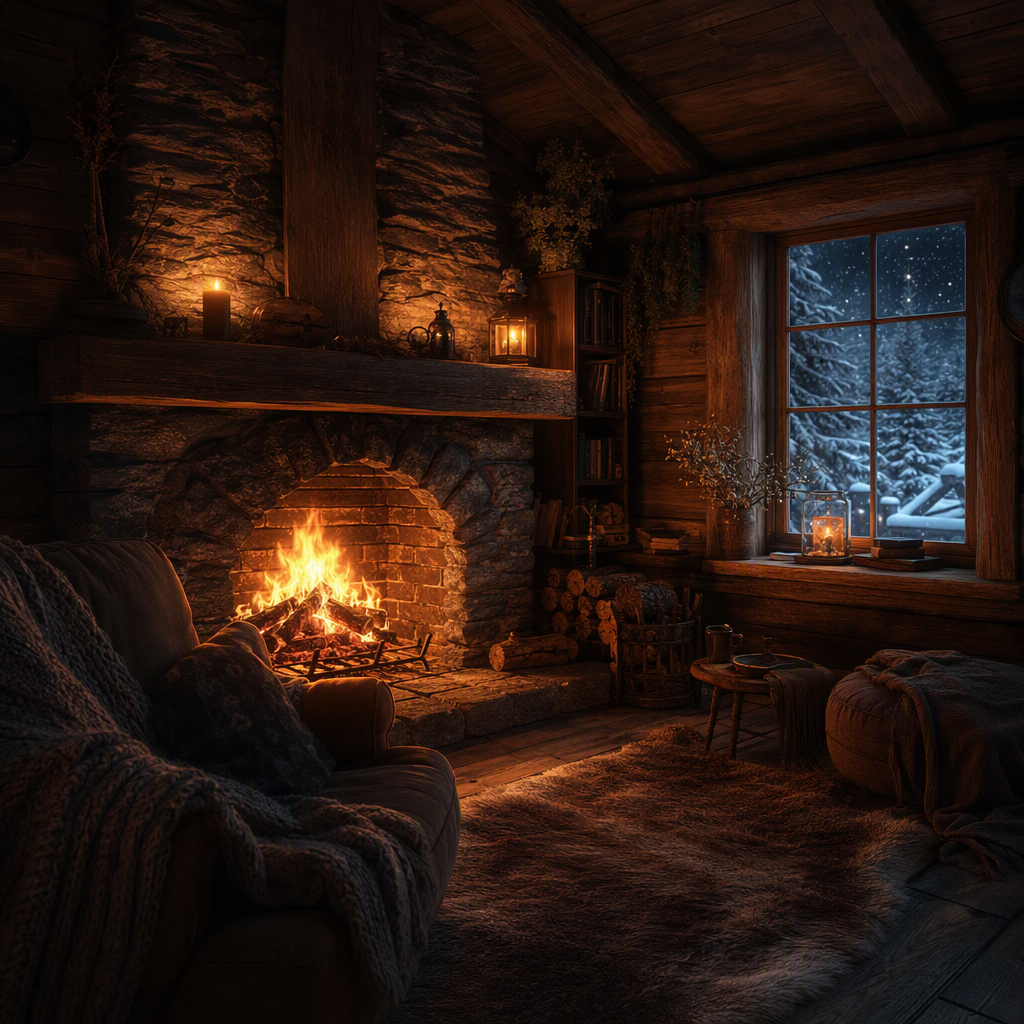 Generated visual for Winter Cabin Fireplace